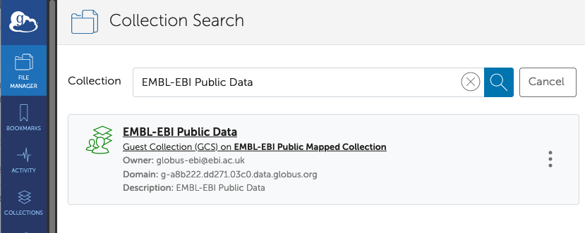Globus Collection search